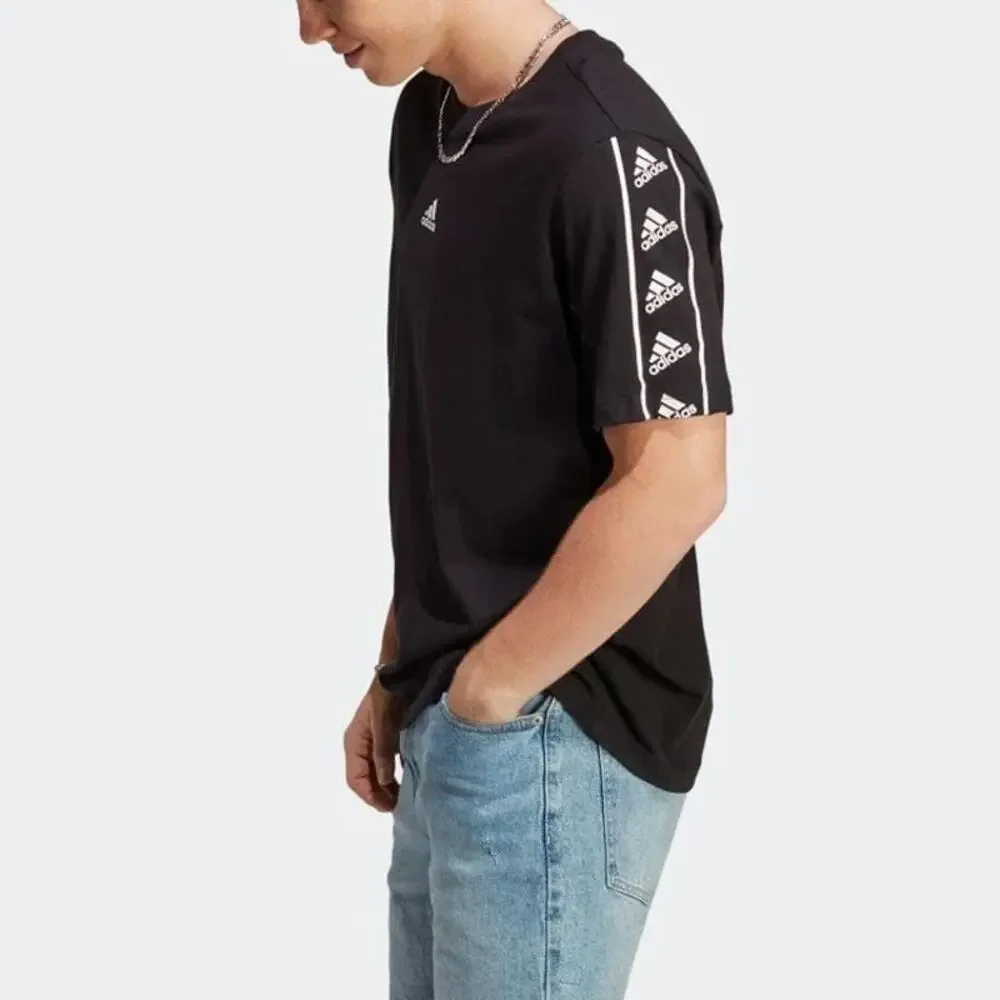 Adidas Mens Brandlove Tee T-shirt short sleeve black logo side stripe